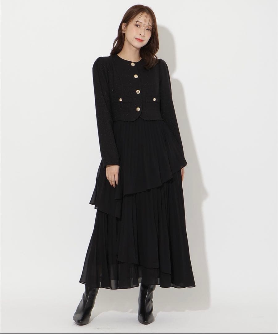 完売品/発送前なので今日だけ値下げします　ツイードジャケットドッキングワンピース