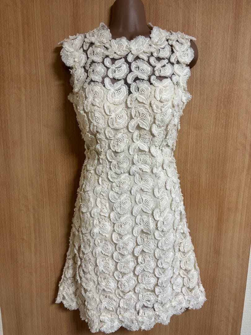 OK2659＊フリンジレース刺繍ハイネックドレスclM