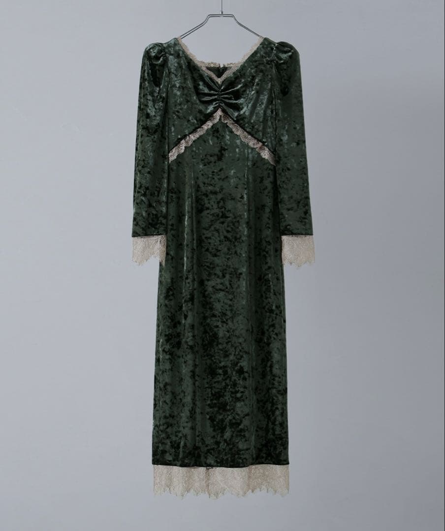 【etoll.】クラッシュベロアランジェリー風ドレス