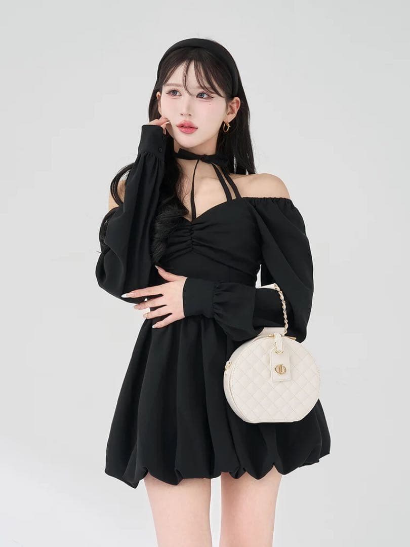 新品タグ付 ダーリッチ ウエストコルセットバルーンミニワンピース ブラック