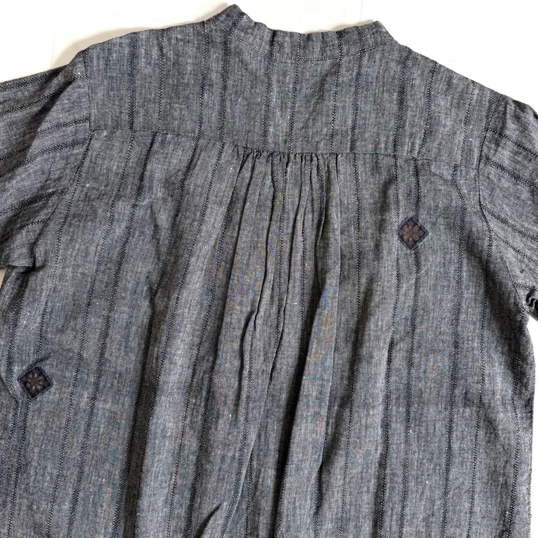 フォロー割☆プランテーション コットンリネン刺繍チュニックワンピース 七分袖