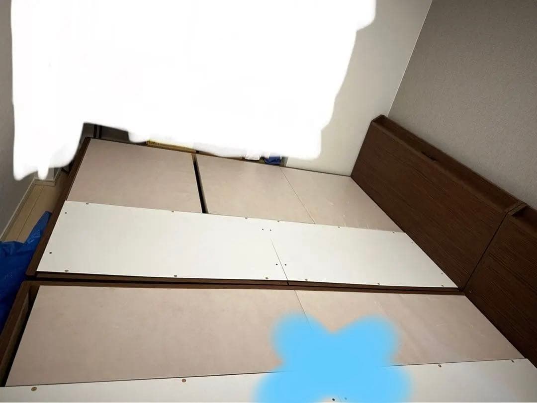 ブラウン ダブルベッド 引き出し付き　ニトリ　送料込