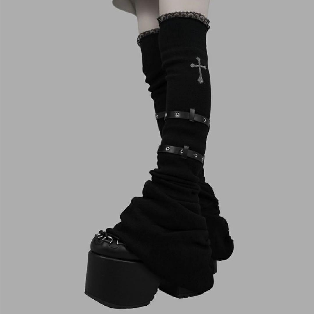 タグ付き DimMoire 十字の誓い ニーハイウォーマー【Black】 黒