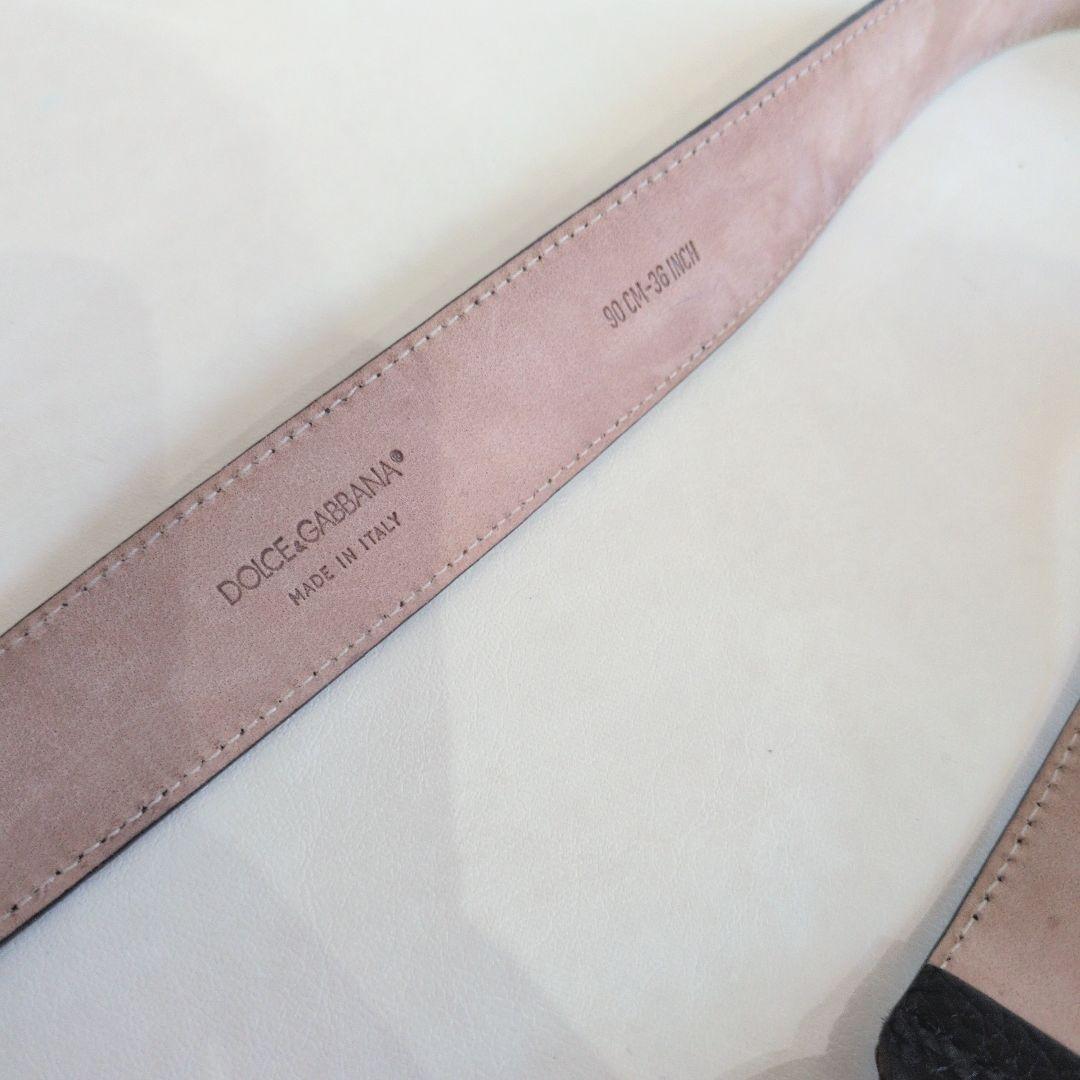 DOLCE&GABBANA 薔薇モチーフ 黒レザー装飾ベルト