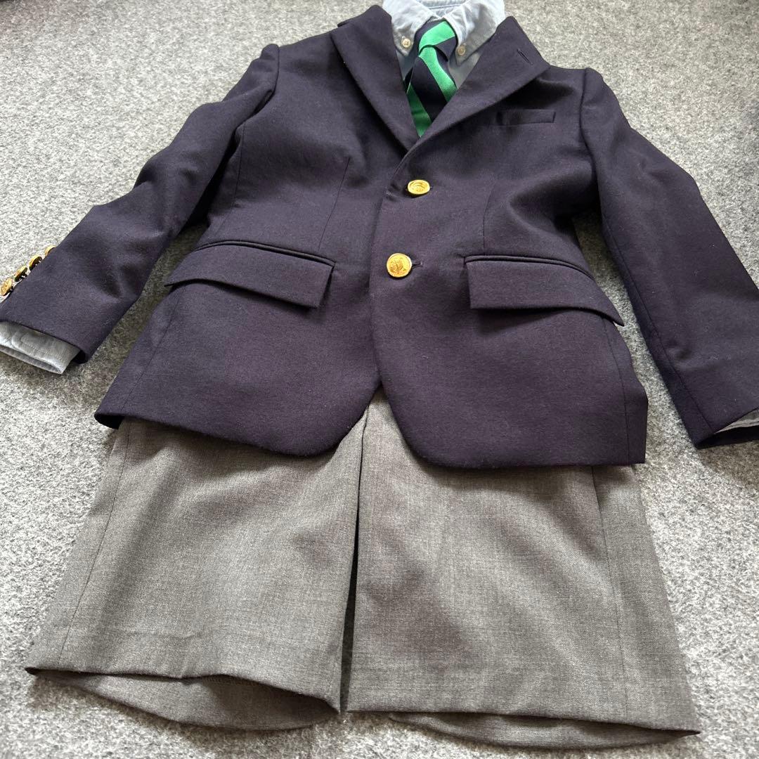 ラルフローレン キッズ スーツ 長袖シャツ ネクタイ 120 金ボタン ネイビー