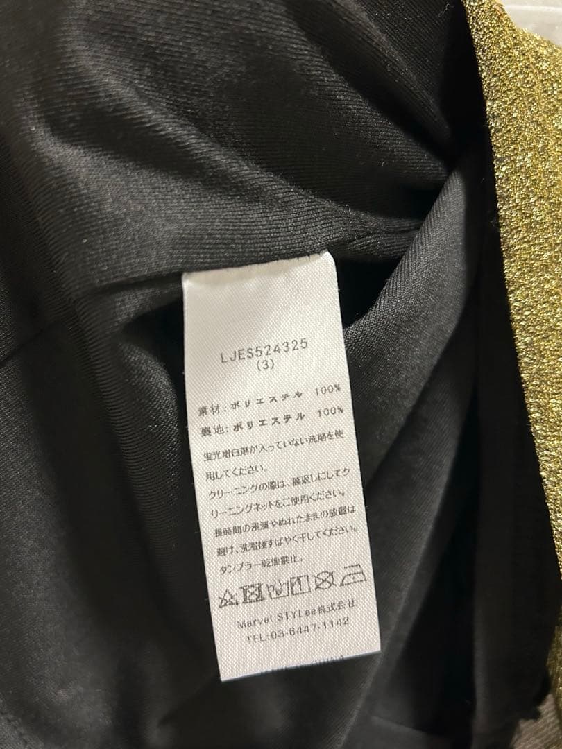 【LEJA】シアーパフスリーブグリッターIラインドレスワンピース