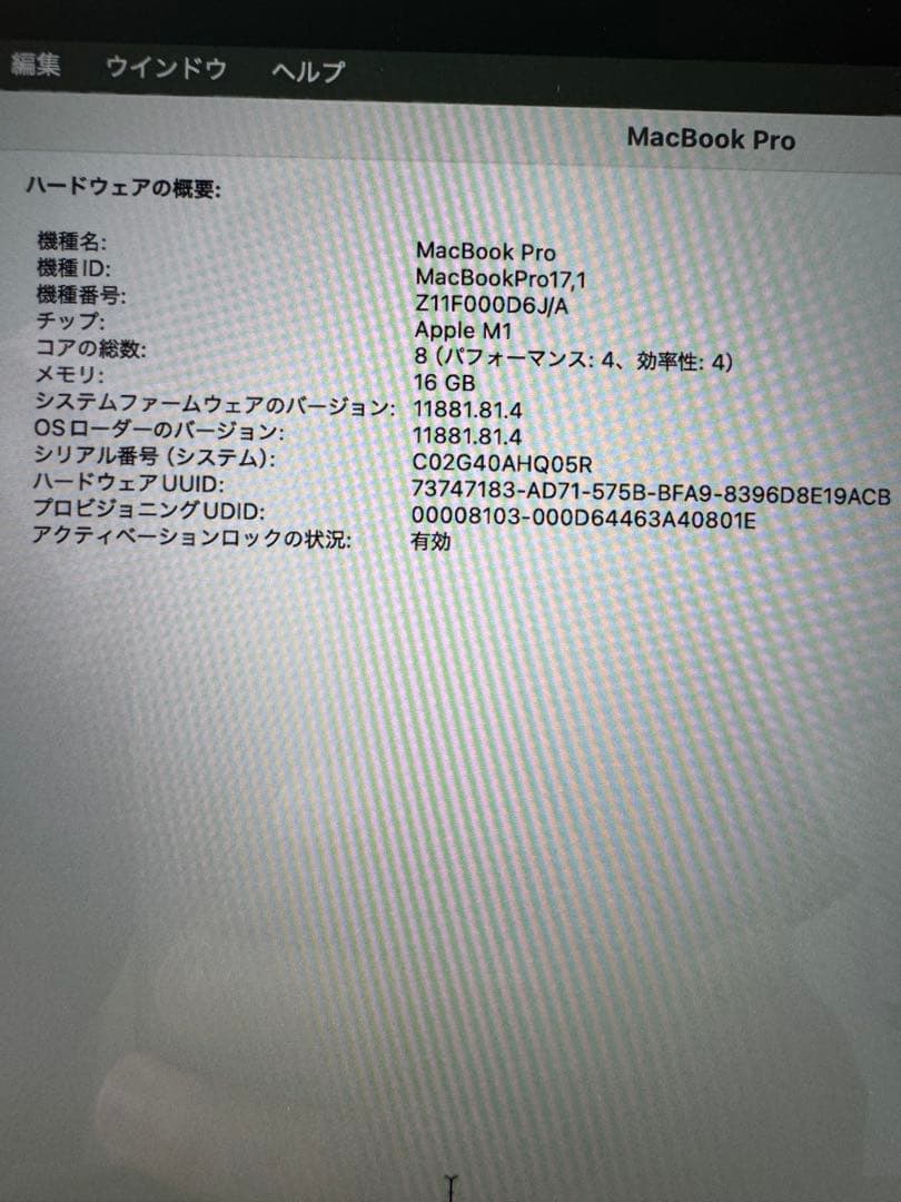 MacBookプロ 16GB 1TB