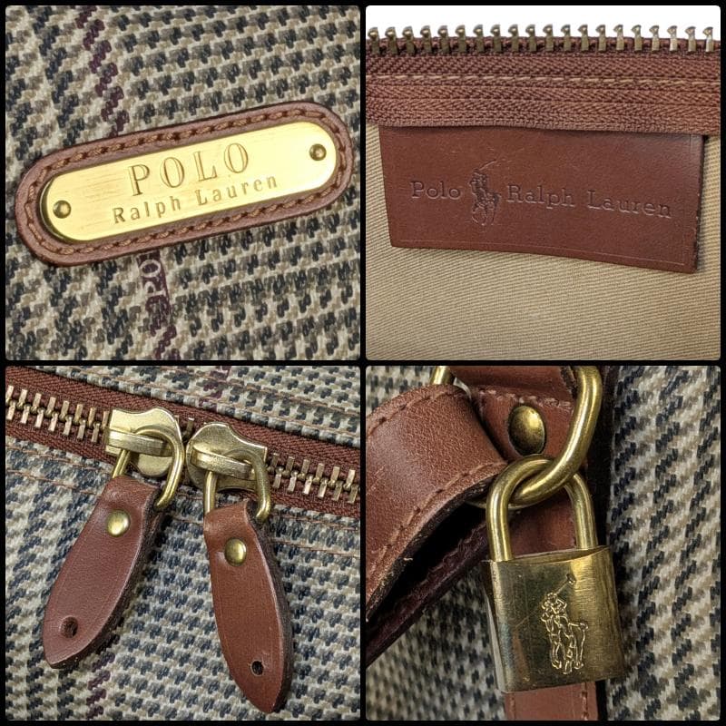 【極美品】ポロラルフローレン ボストンバッグ 千鳥柄 2way PVC レザー