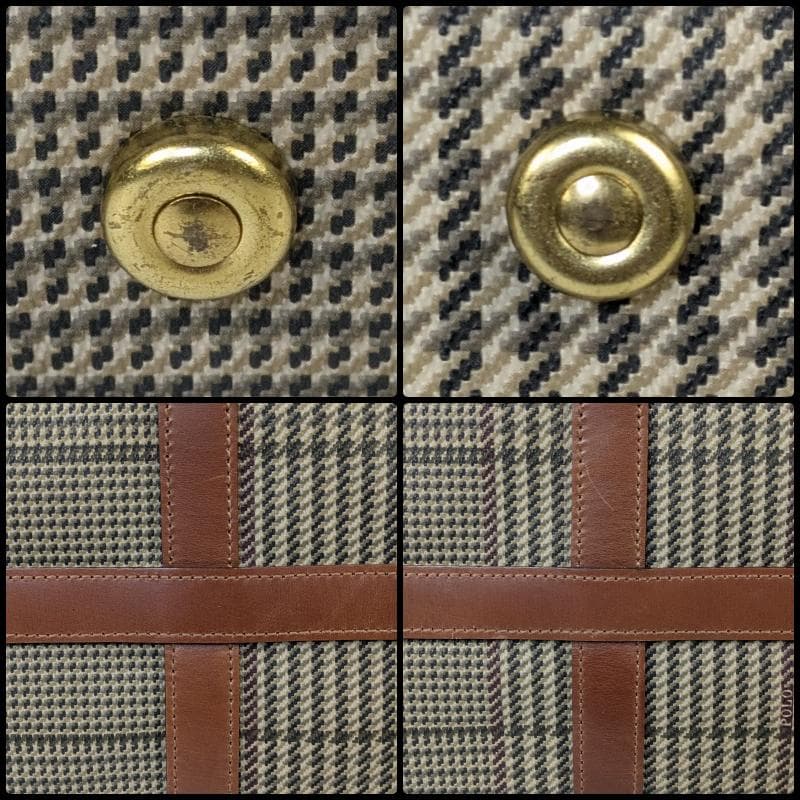 【極美品】ポロラルフローレン ボストンバッグ 千鳥柄 2way PVC レザー