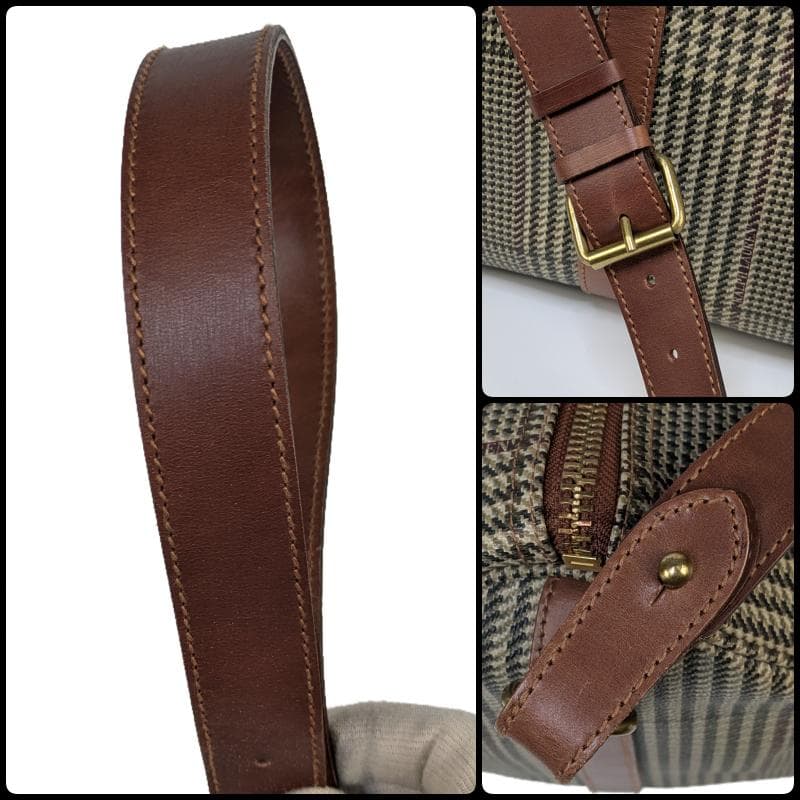 【極美品】ポロラルフローレン ボストンバッグ 千鳥柄 2way PVC レザー