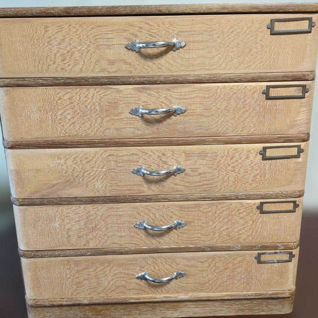 古道具アンティーク5段やや大きめ引き出しA4サイズ可