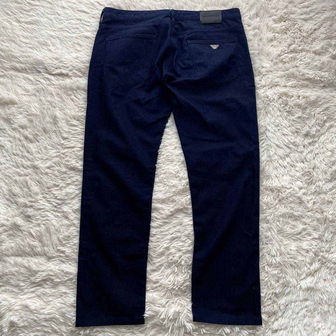 極美品✨エンポリオアルマーニ　ストレッチパンツ　イーグル金具　洗える　紺　2XL