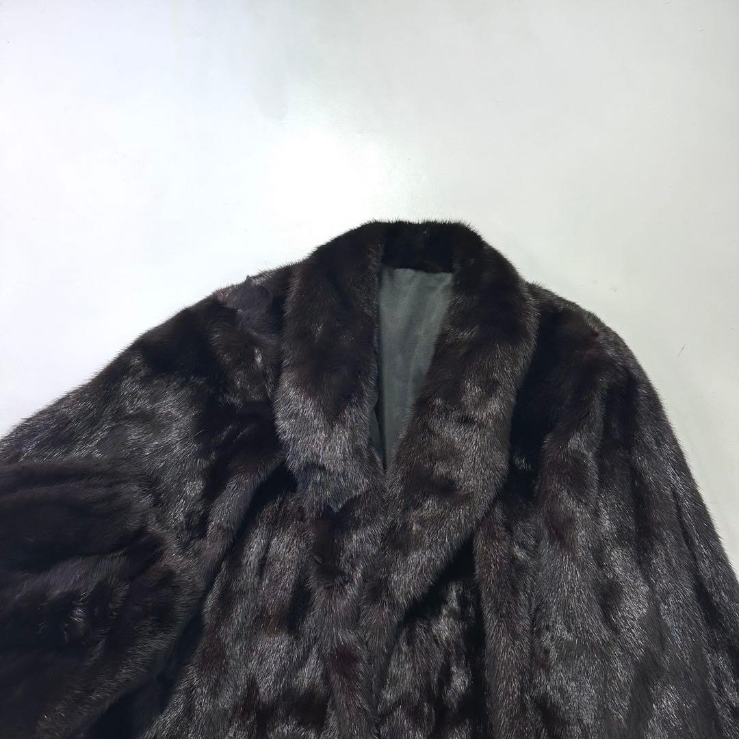 身幅72cm◎ダークミンク ファーコート 毛皮 本毛皮 ゆったりサイズ