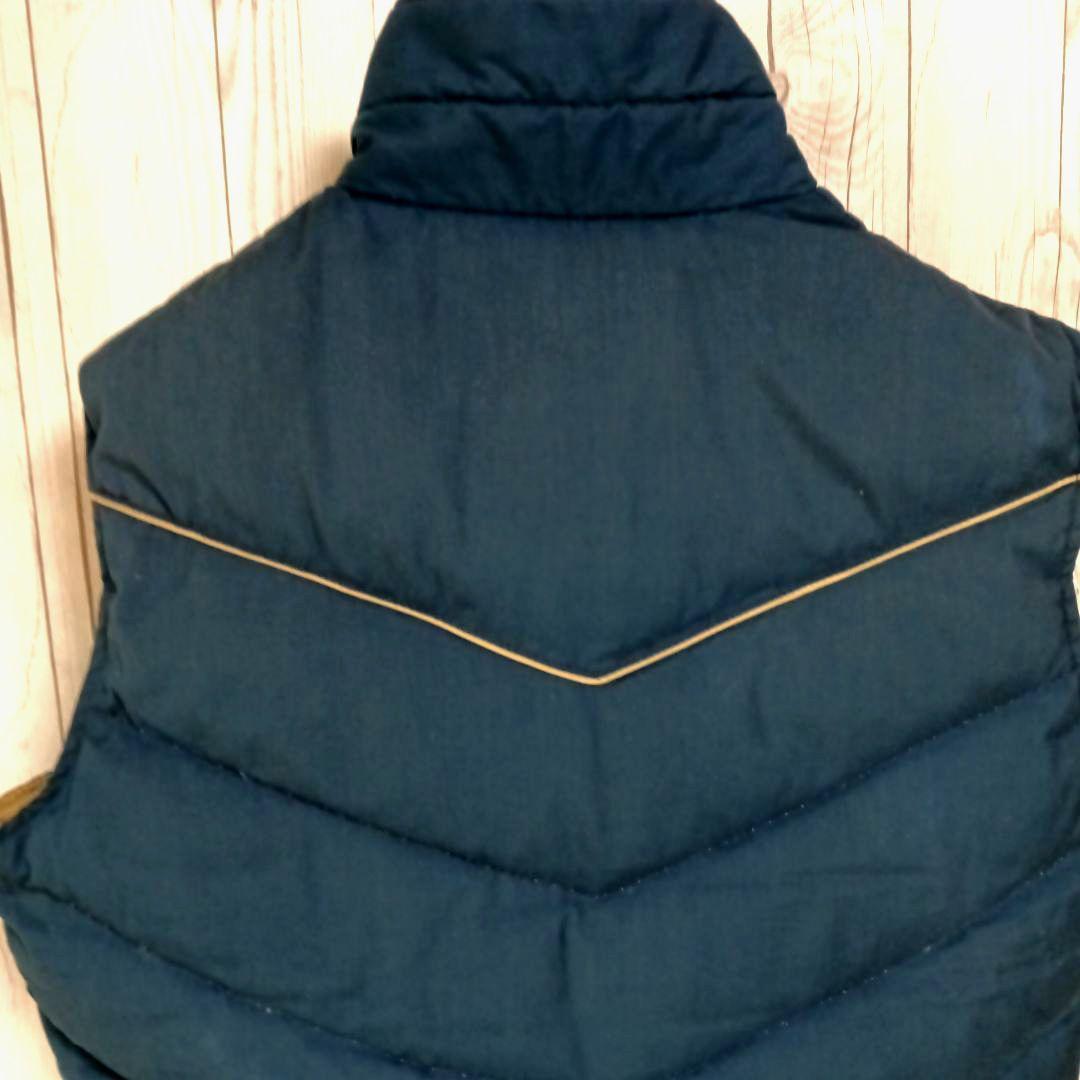 70sタグ■Woolrich ウールリッチ　ダウンベストメンズLサイズ　ブルー青