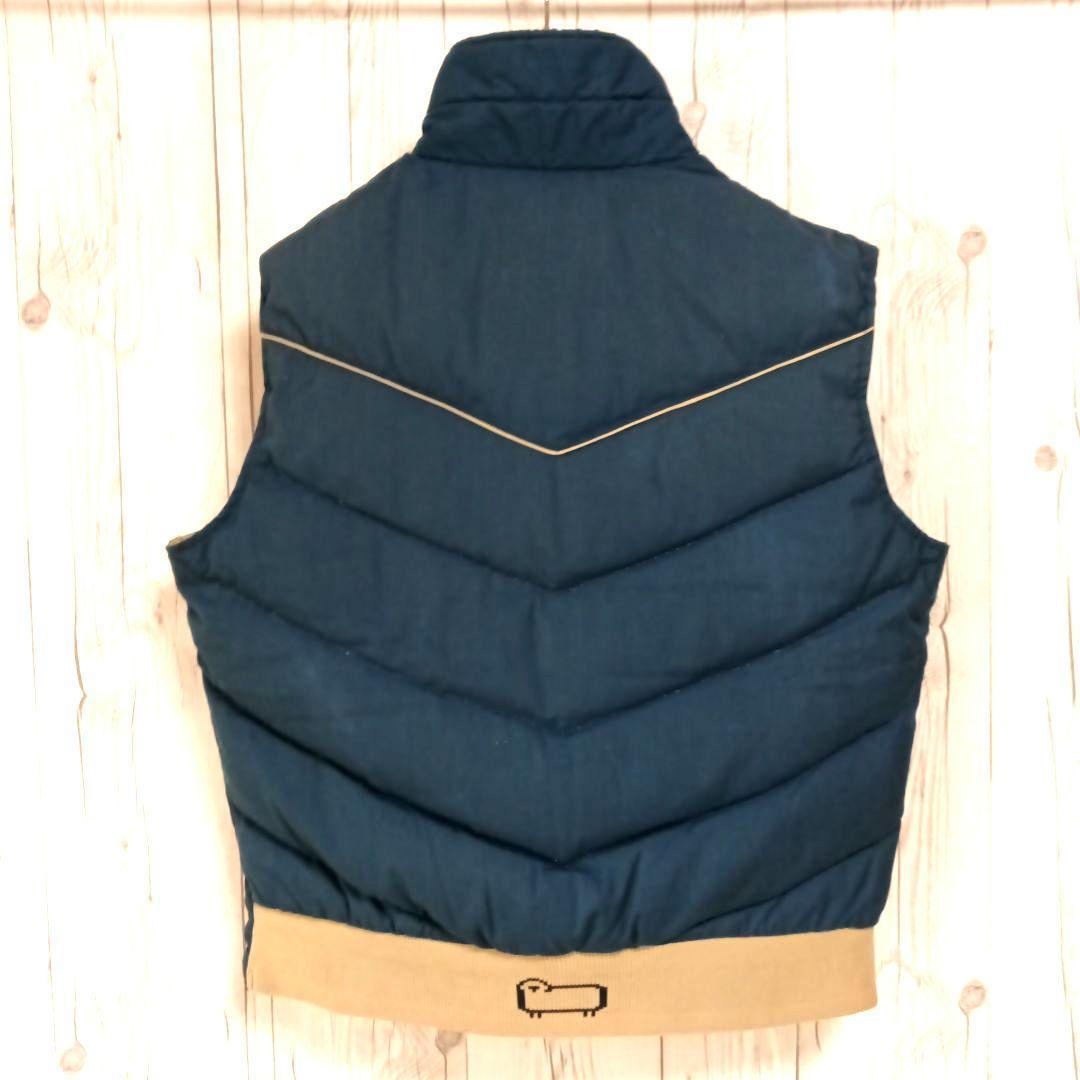 70sタグ■Woolrich ウールリッチ　ダウンベストメンズLサイズ　ブルー青
