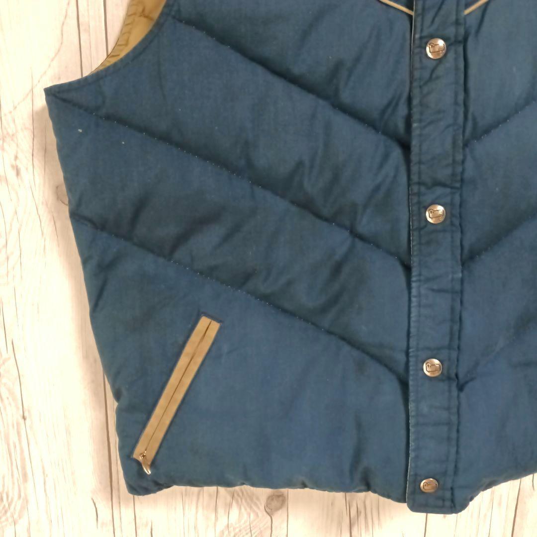 70sタグ■Woolrich ウールリッチ　ダウンベストメンズLサイズ　ブルー青