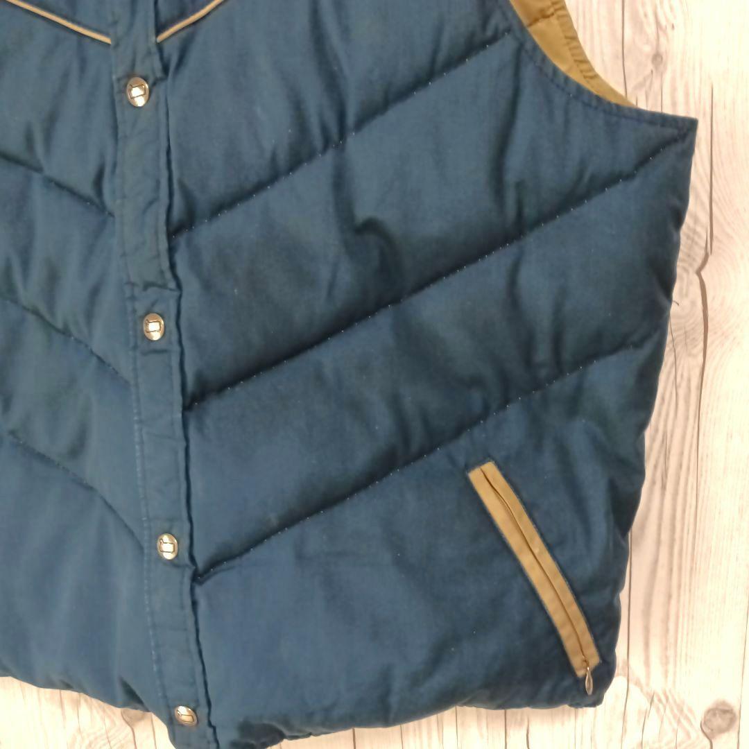 70sタグ■Woolrich ウールリッチ　ダウンベストメンズLサイズ　ブルー青