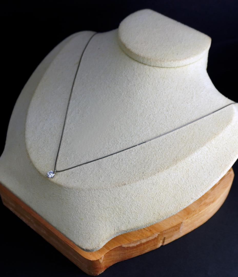 Pt900/Pt850 天然ダイヤモンド0.37ctネックレスフリーアジャスター