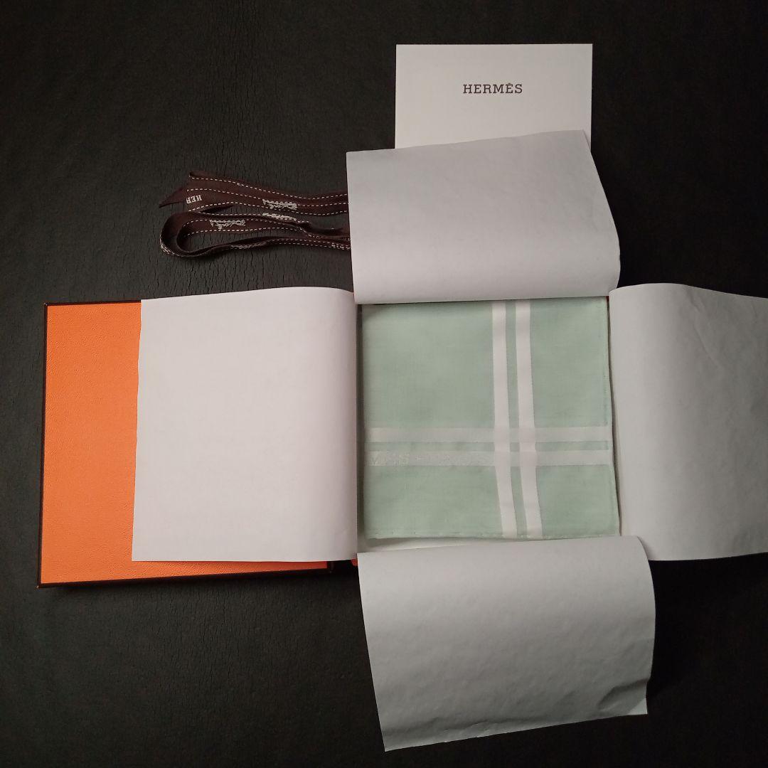 エルメス コットンハンカチ ミントグリーン HERMES