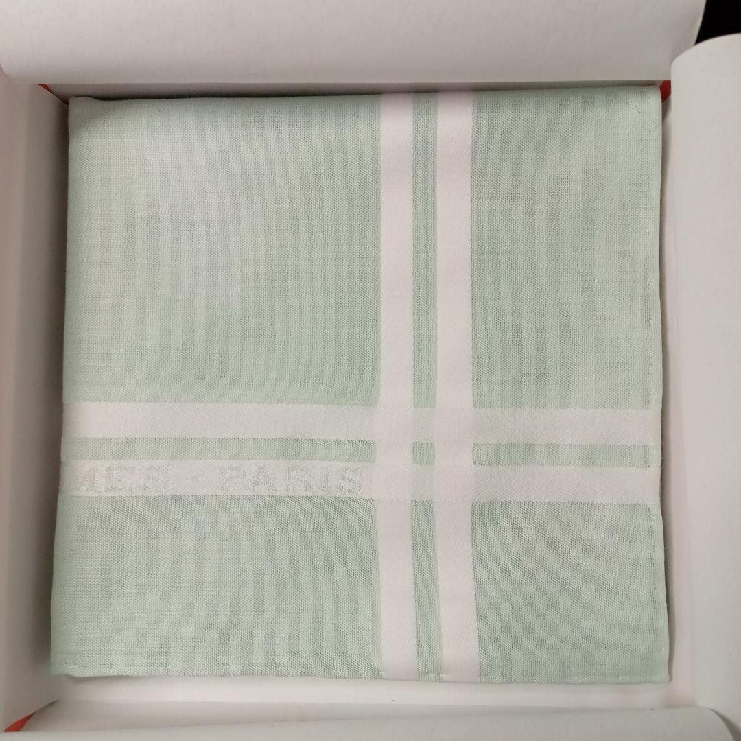 エルメス コットンハンカチ ミントグリーン HERMES