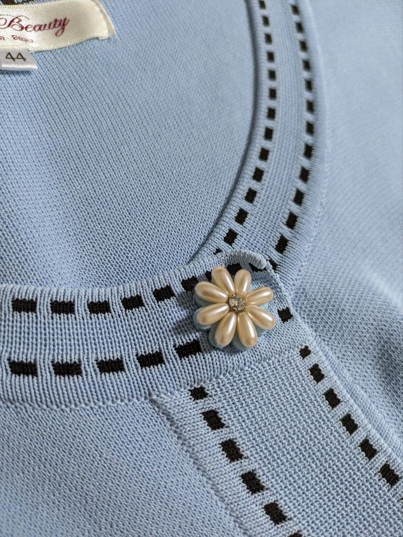 スーパービューティー／25SS 定価2.5万円 ビジューロングカーディガン水色