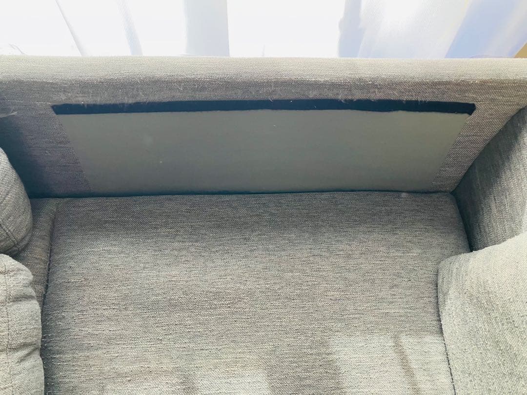 【ニトリ　匿名配送】ダークグレー 3人掛けソファ ヘッドレスト付き