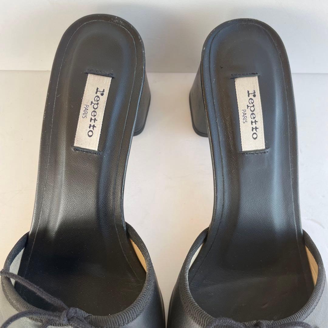 超美品☆Repetto サンダル 本革 リボン 黒　1227T 24.5cm