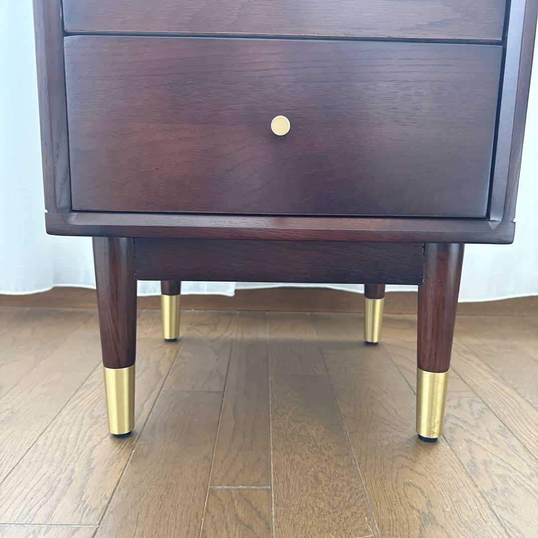 kuri様　　　サイドテーブル　ナイトテーブル　組み立て不用　　オーク×ゴールド