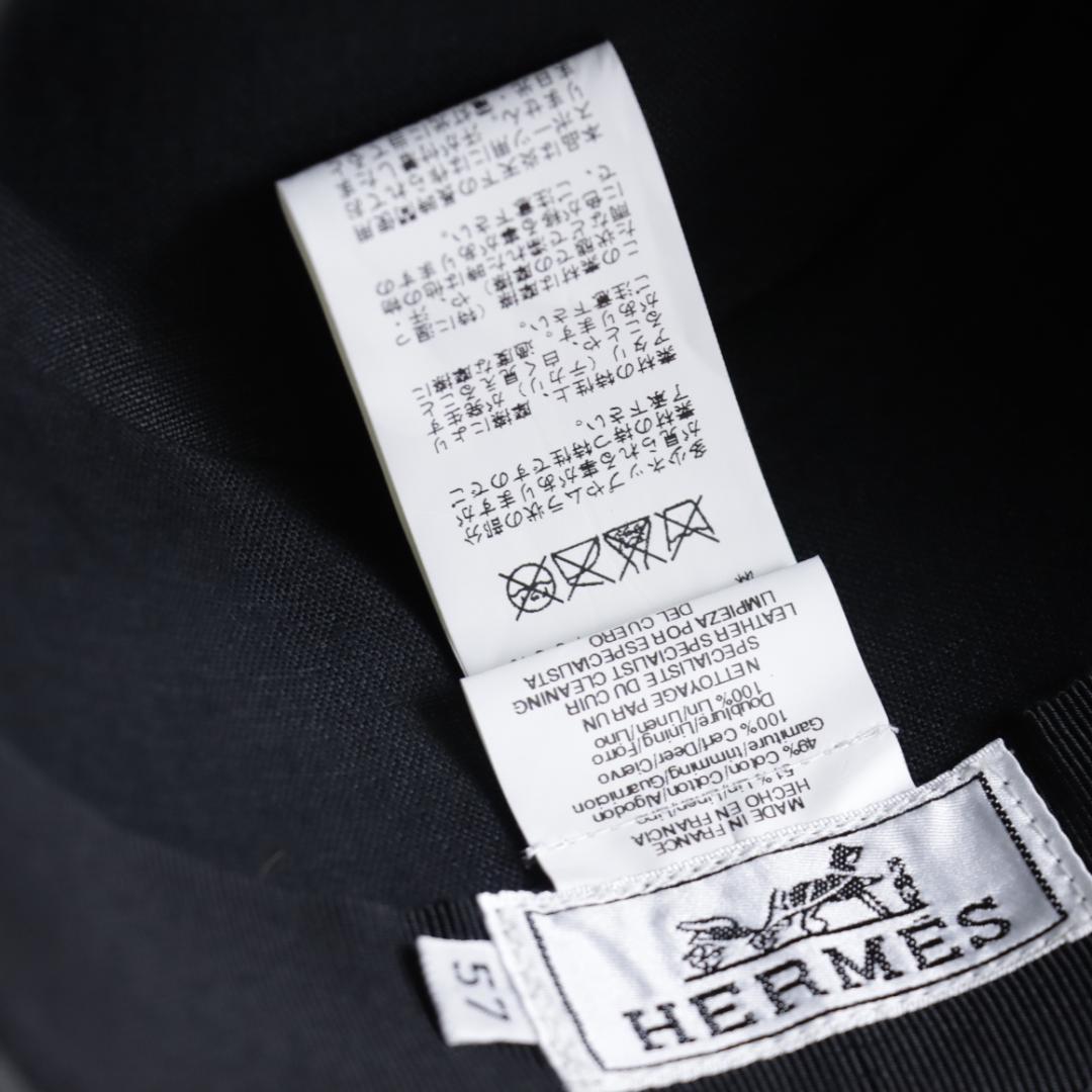 極美品！エルメス　最高級中折れハット　リネン×ディアスキン　鹿革　メンズ