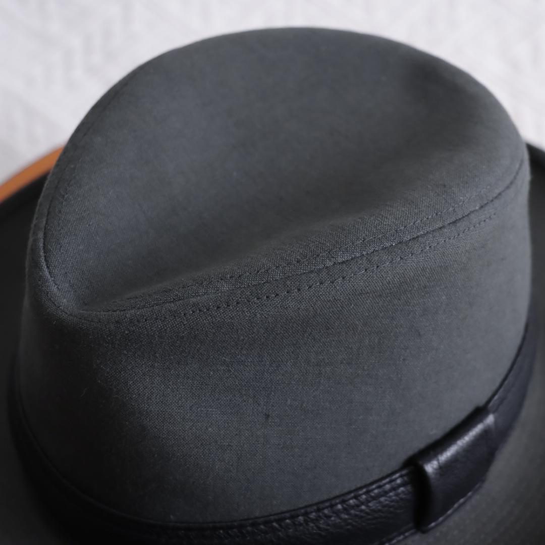 極美品！エルメス　最高級中折れハット　リネン×ディアスキン　鹿革　メンズ
