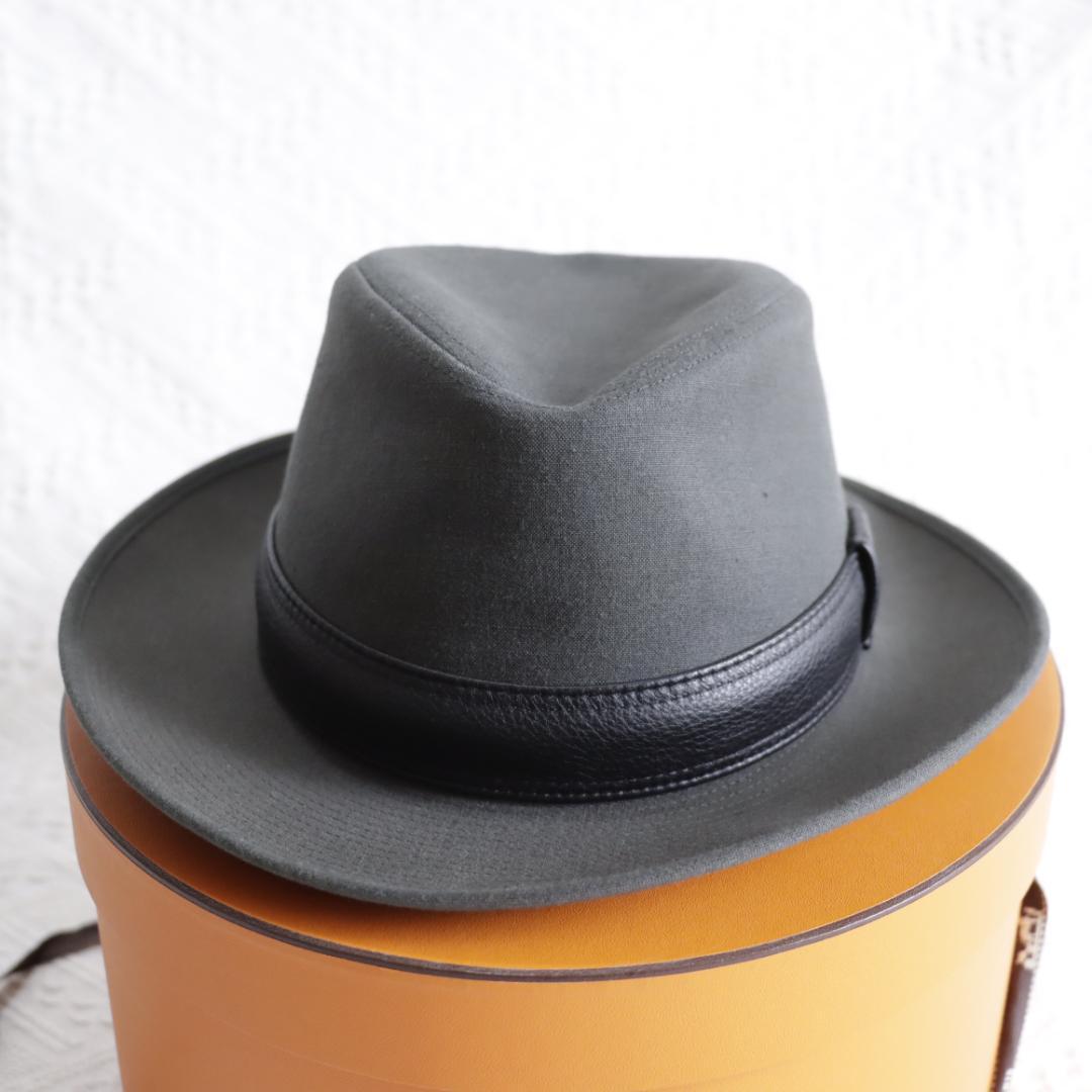 極美品！エルメス　最高級中折れハット　リネン×ディアスキン　鹿革　メンズ