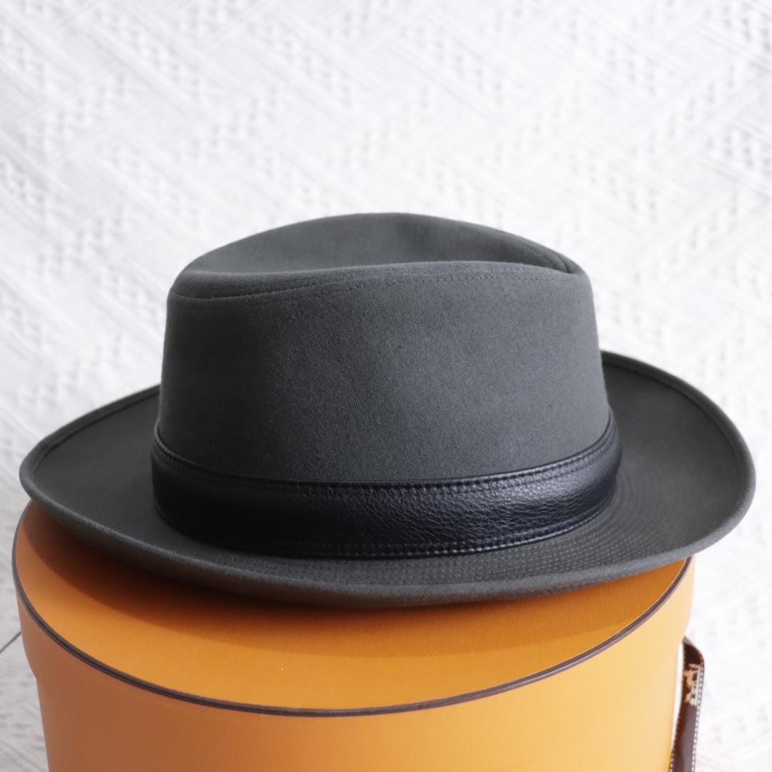 極美品！エルメス　最高級中折れハット　リネン×ディアスキン　鹿革　メンズ