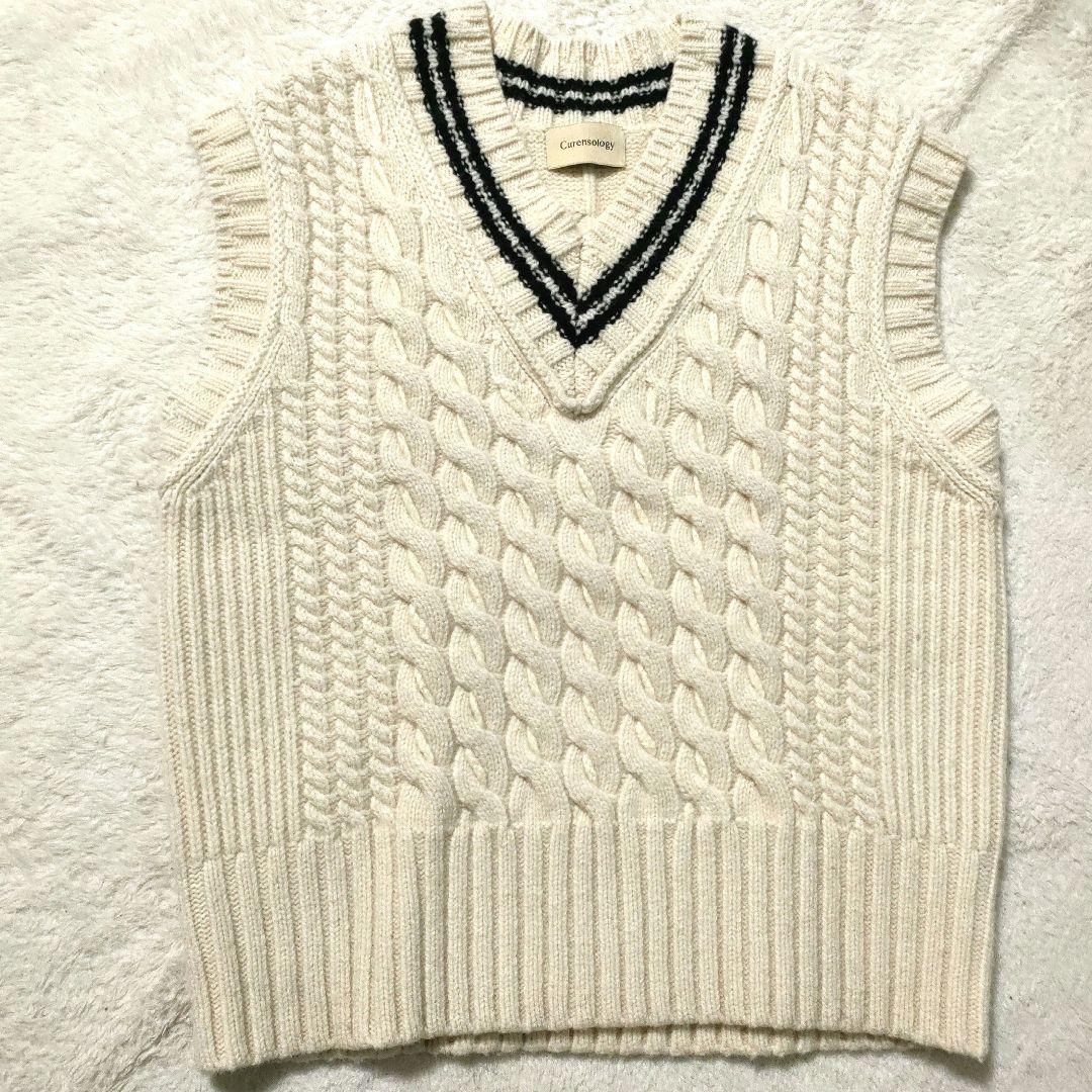 Curensology アラン チルデン ニット ベスト　アイボリー