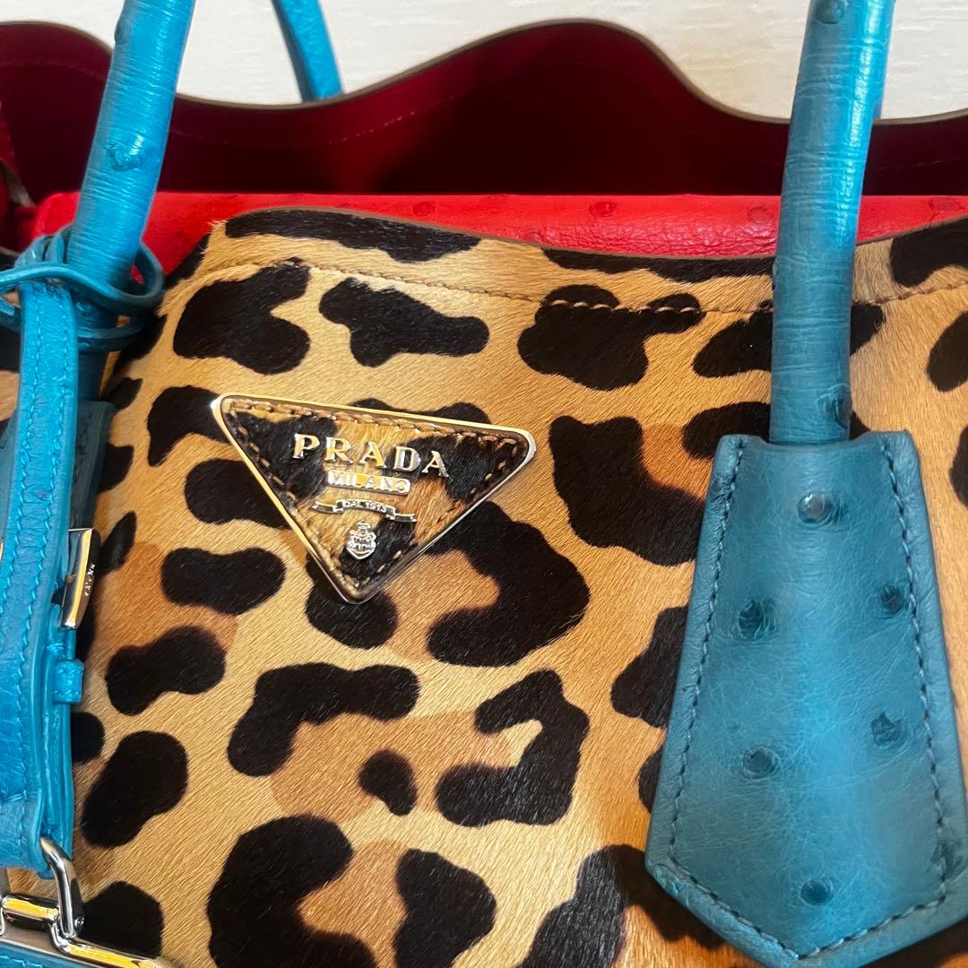 prada レオパード　豹　ハラコ　バッグ　レッド　ヘアカーフ　chieko+