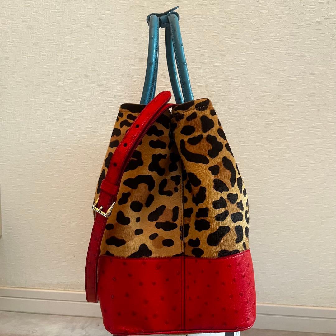 prada レオパード　豹　ハラコ　バッグ　レッド　ヘアカーフ　chieko+