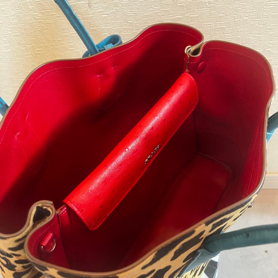 prada レオパード　豹　ハラコ　バッグ　レッド　ヘアカーフ　chieko+