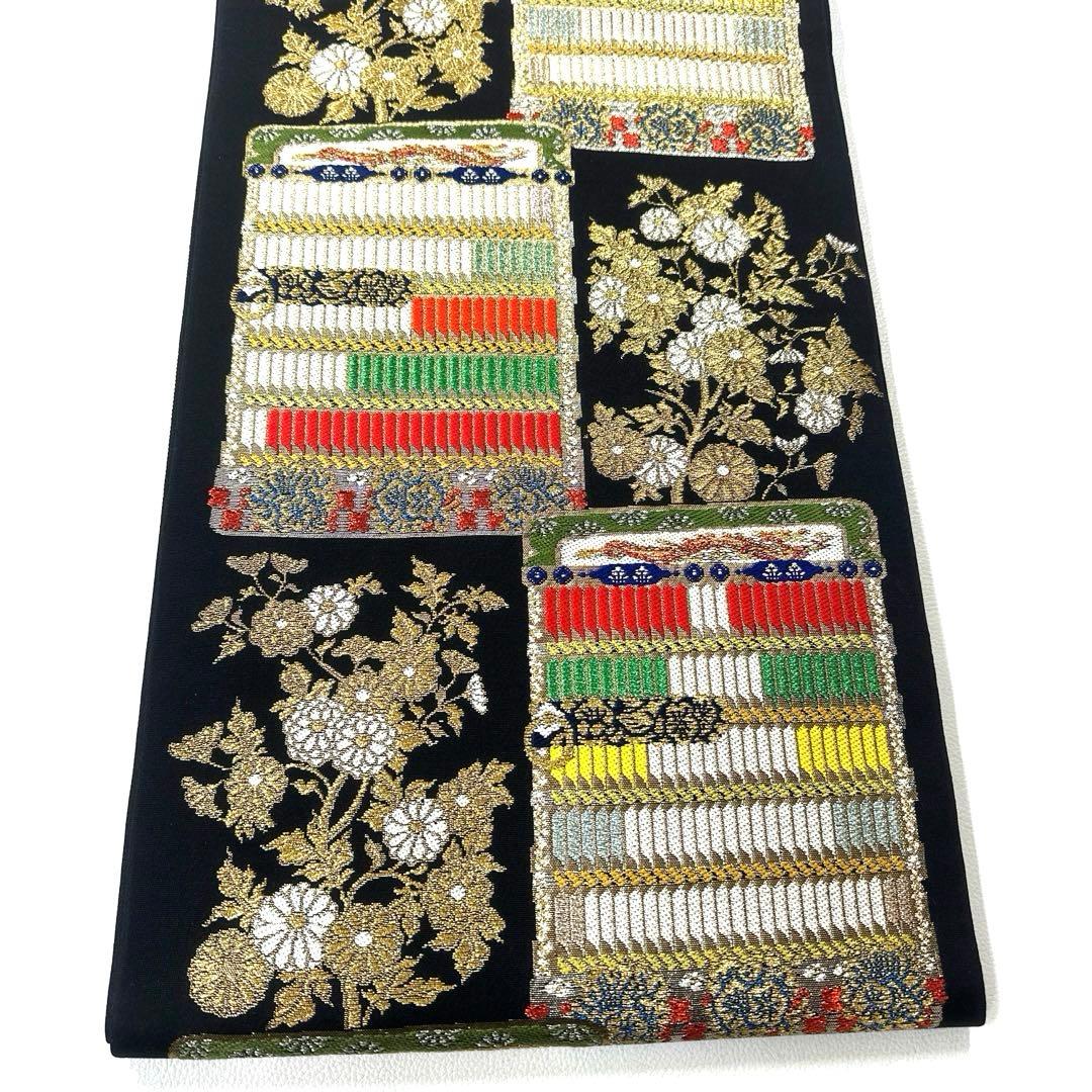 専用帯4150 ●高級 正絹 別織 威毛錦菊文 六通 袋帯