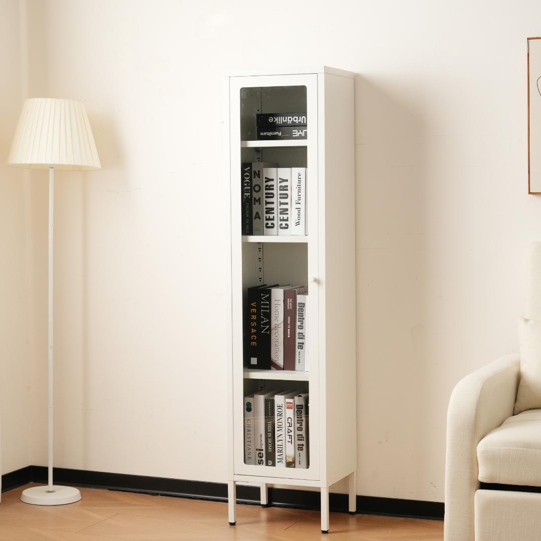 ホワイト キャビネットスリム　リビング収納 幅35*奥行30*高さ150CM