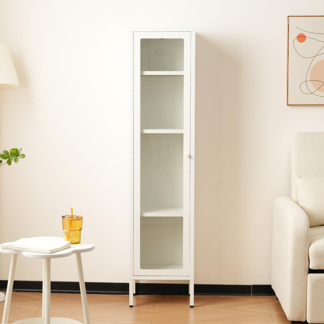 ホワイト キャビネットスリム　リビング収納 幅35*奥行30*高さ150CM