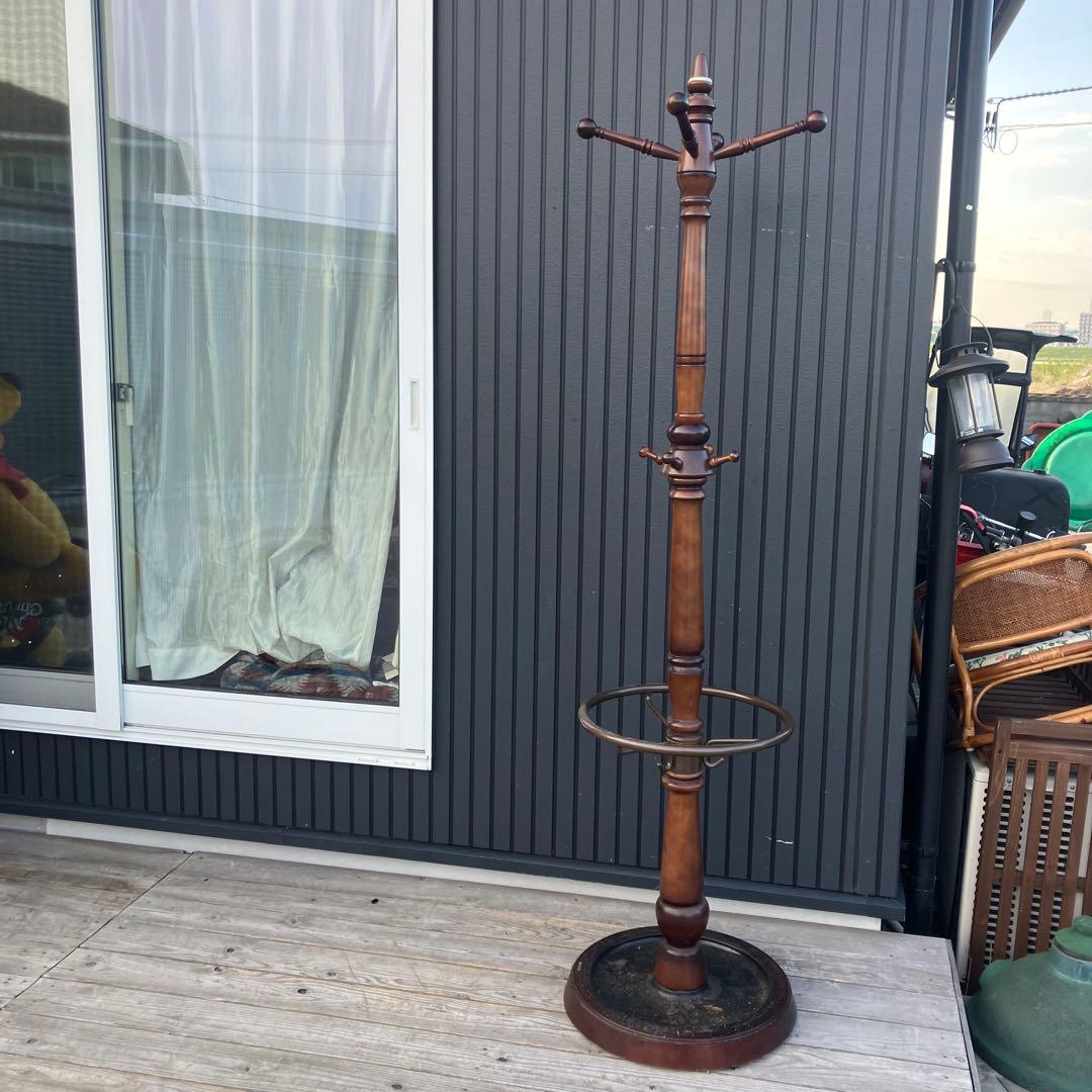 昭和レトロ カリモク 木製 ポールハンガー ハンガーラック 傘立て ビンテージ