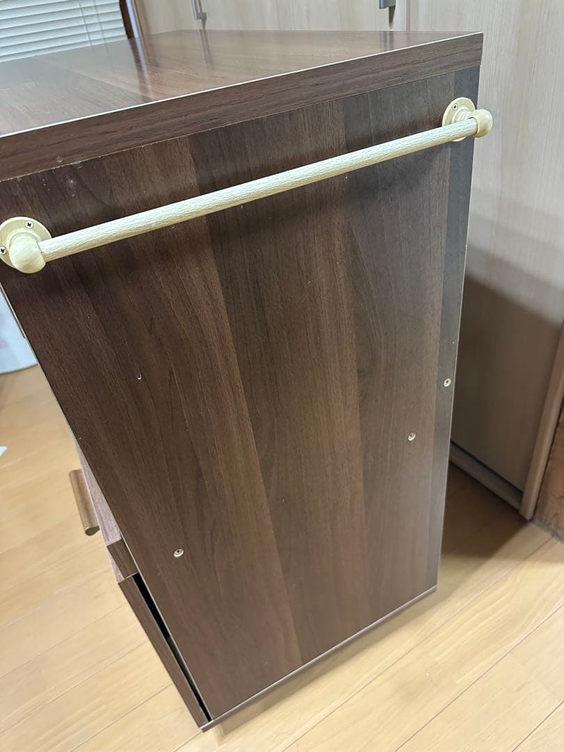 【送料込み】ブラウン木製キッチン収納 キャスター付き