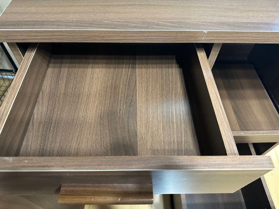 【送料込み】ブラウン木製キッチン収納 キャスター付き