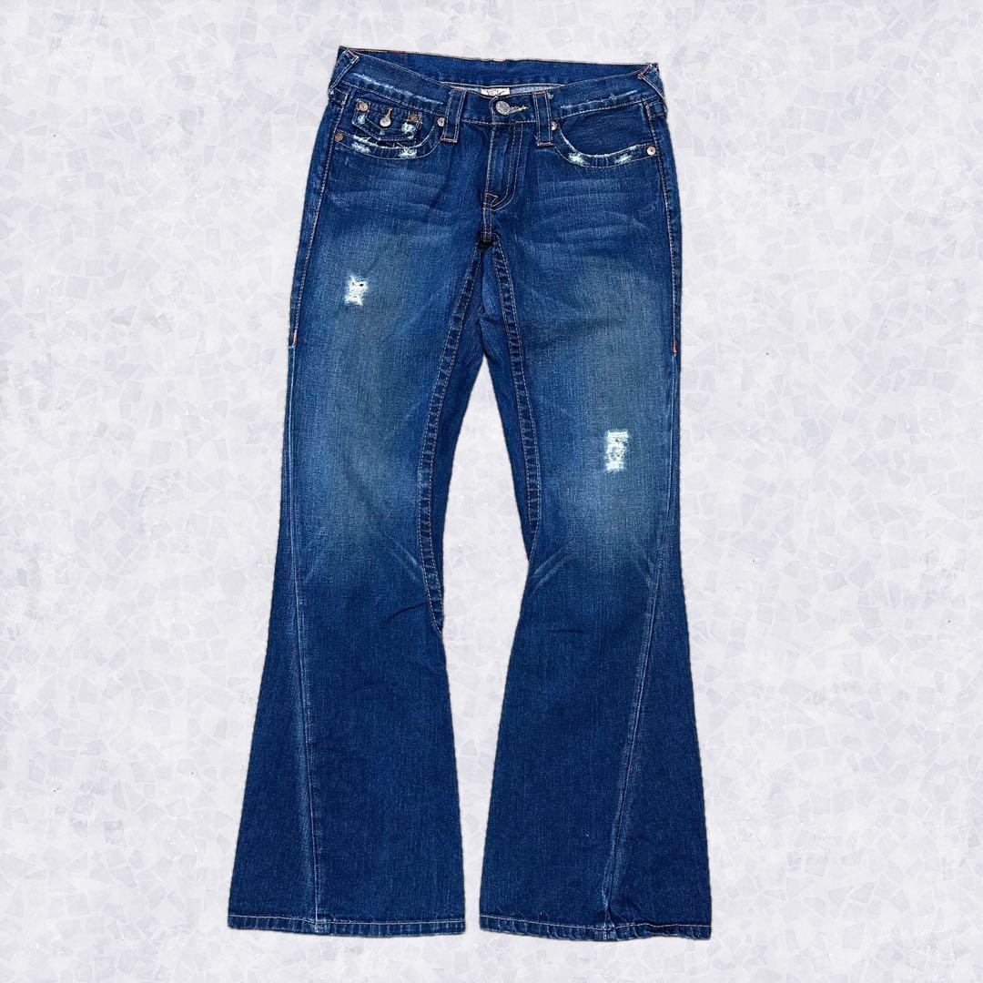 TRUE RELIGION JOEY 刺繍 デニム Y2K フレア