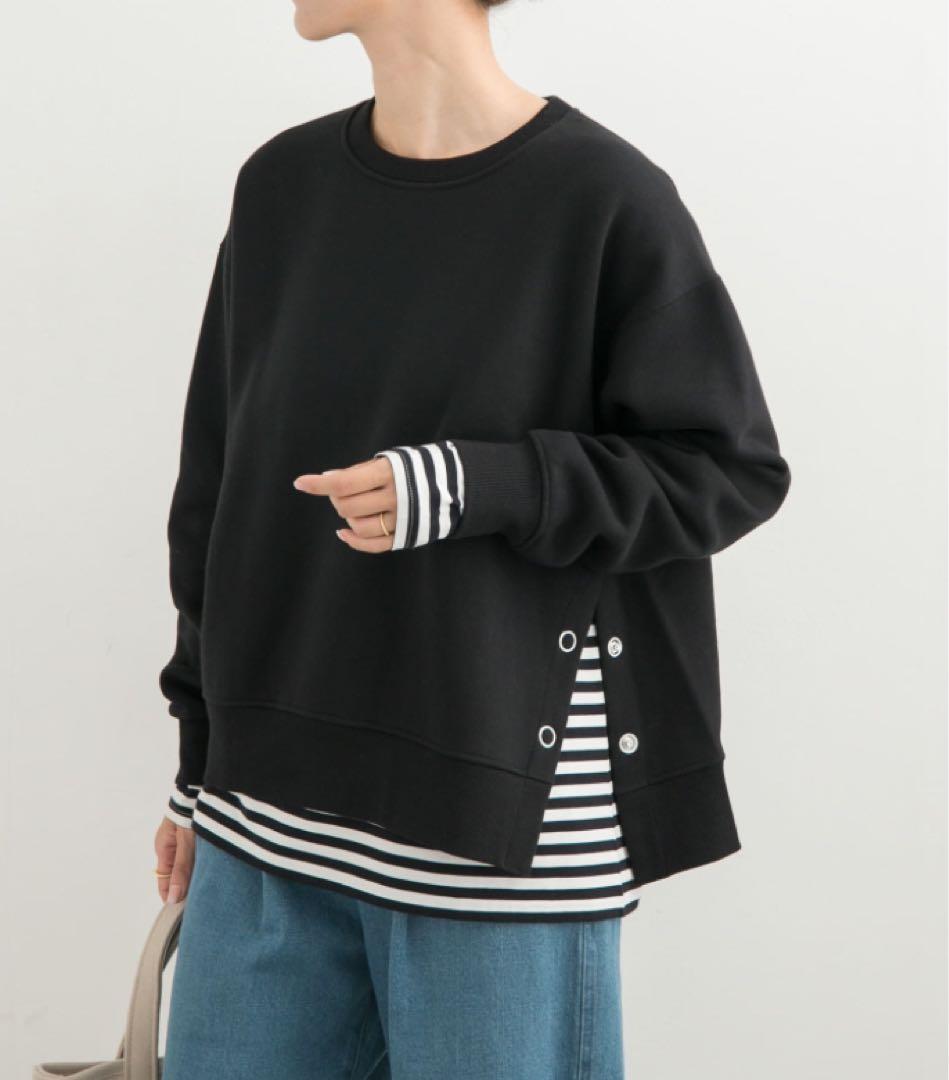 【新品・タグ付き】 『 UR TECH』　裏起毛サイド釦スウェット BLACK