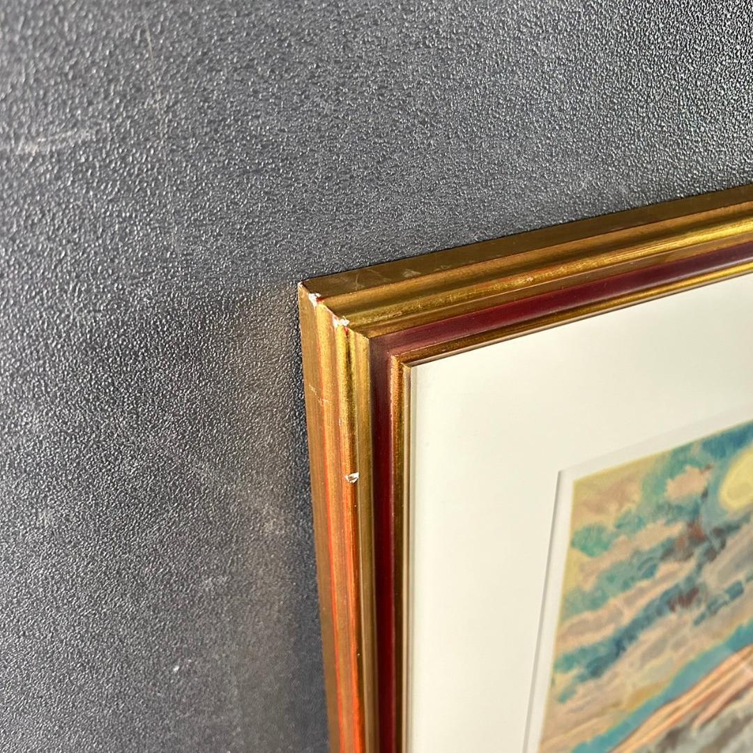 美品 小山敬三「浅間山」リトグラフ 落款有り 証明シール有 額縁入り