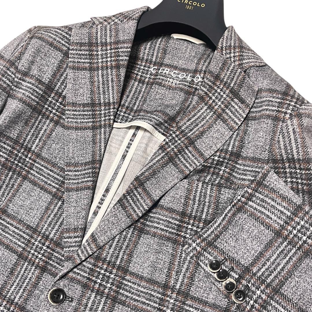 チルコロ テーラードジャケット ストレッチコットン 50 チェック 美品 春秋