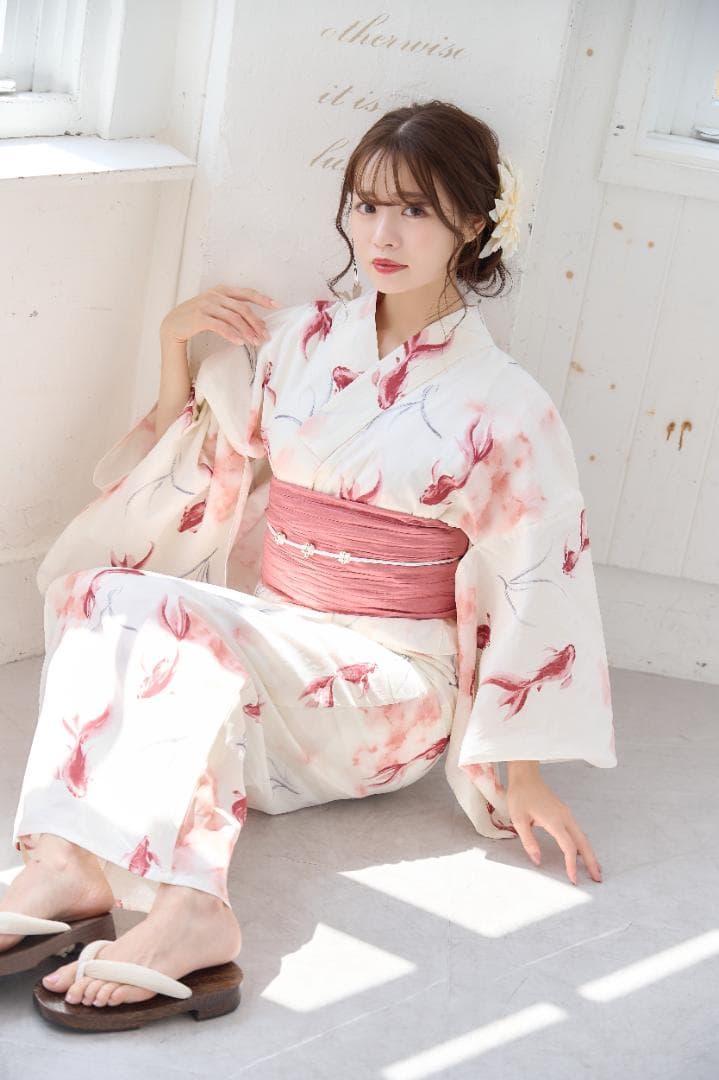 新品 浴衣 セット 浴衣セット ゆかた レディース 大人 ピンク 金魚 赤 K8