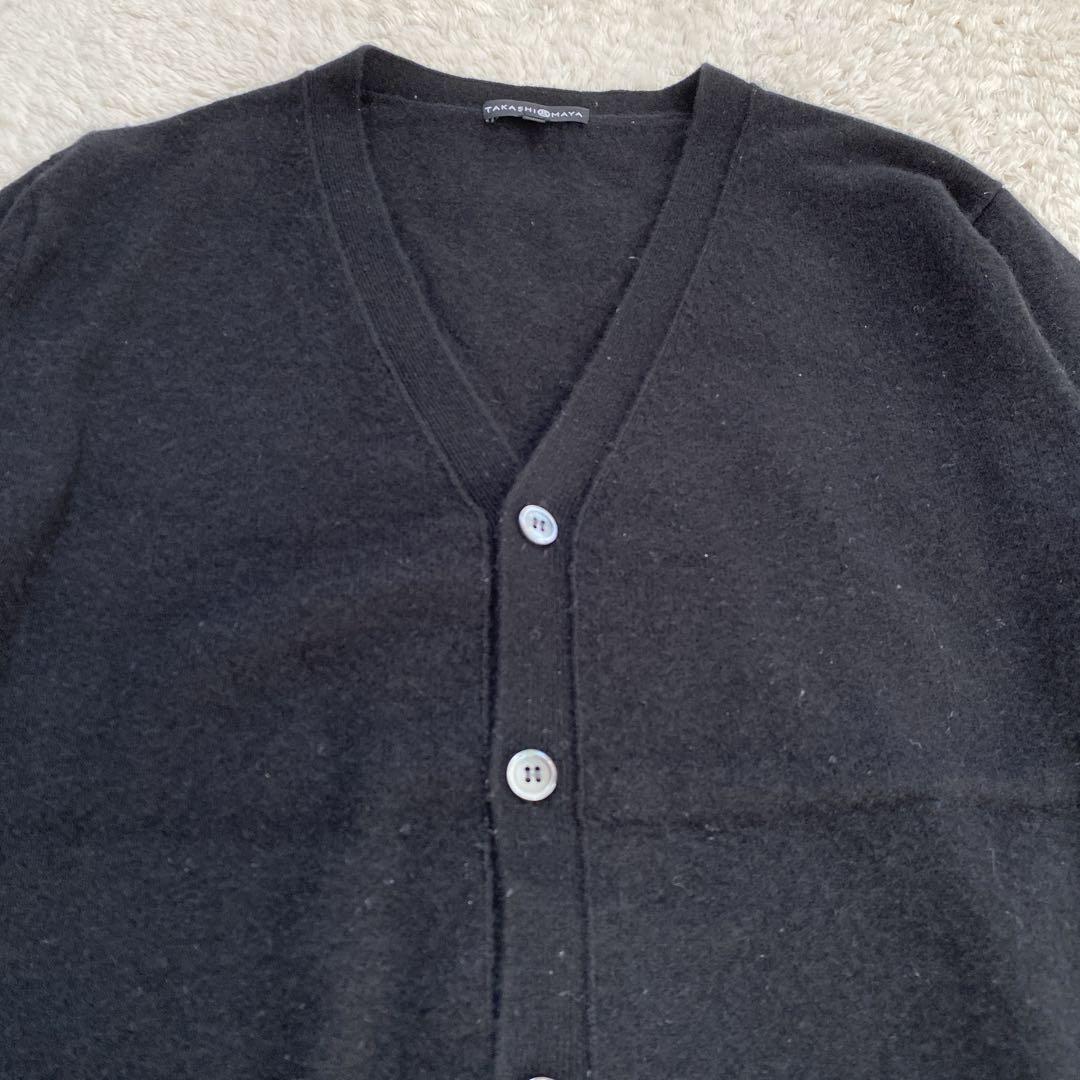 高級カシミヤ100%高島屋 TAKASHIMAYA★Vネックカーディガン黒 L