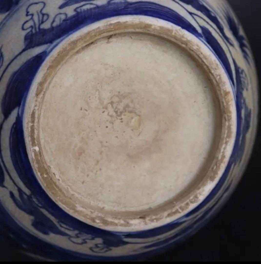 大明嘉靖年製 青花瓷 鯖竹林七賢人物缶陶磁器 美術品 置物 y605