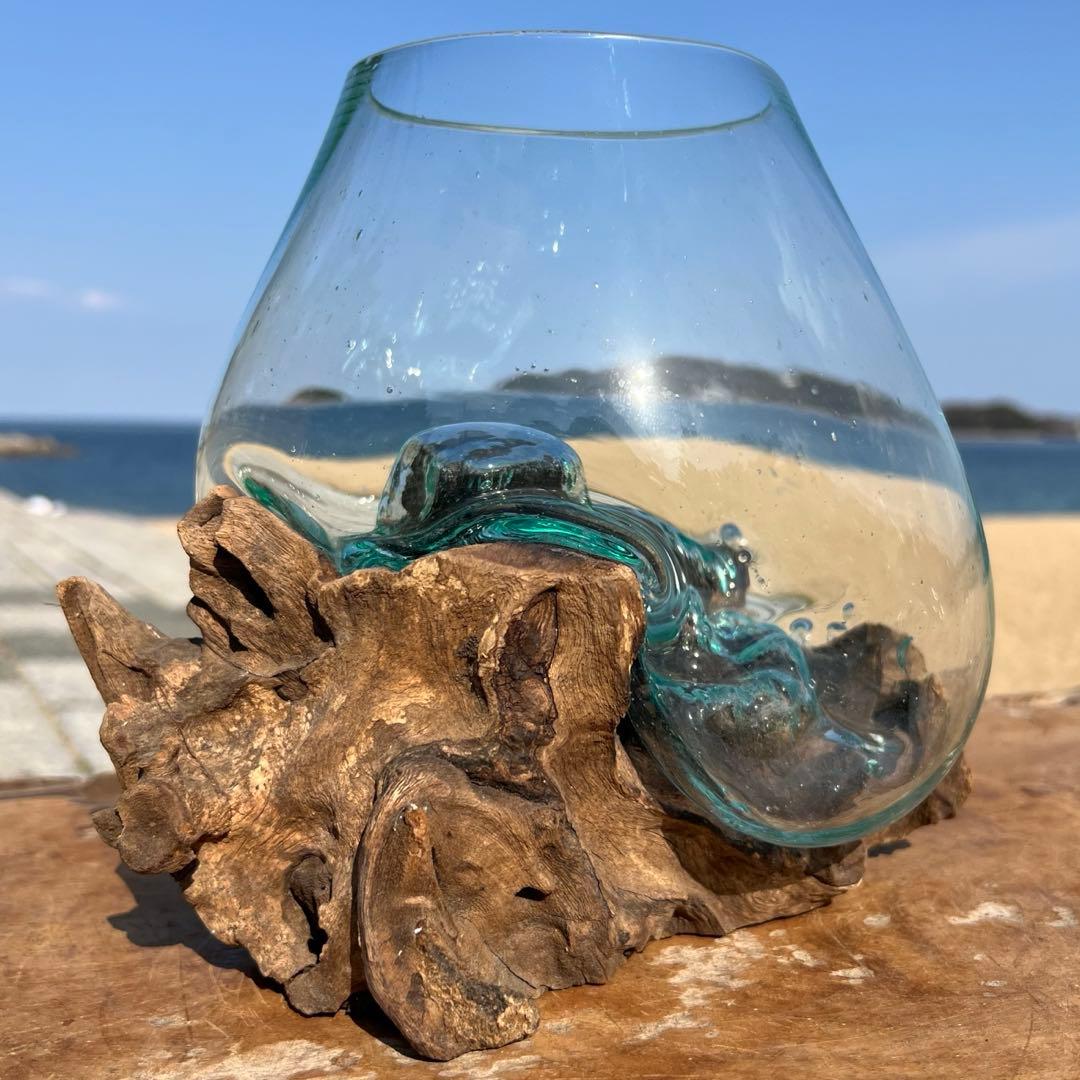 流木ガラスオブジェ大B 花瓶 金魚鉢 ガーデニング テラリウム 水槽 アート作品